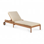 Chaise longue de Jardin ajustable Jack - Teck - coussin fin tissu naturel