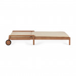 Chaise longue de Jardin ajustable Jack - Teck - coussin fin tissu naturel
