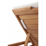 Chaise longue de Jardin ajustable Jack - Teck - coussin fin tissu Off White