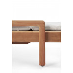 Chaise longue de Jardin ajustable Jack - Teck - coussin fin tissu Off White