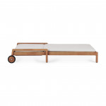 Chaise longue de Jardin ajustable Jack - Teck - coussin fin tissu Off White