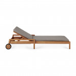 Chaise longue de Jardin ajustable Jack - Teck - tissu fin Mocha