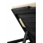Chaise longue de Jardin ajustable Jack - Teck vernis noir - coussin fin tissu naturel
