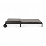 Chaise longue de Jardin ajustable Jack - Teck vernis noir- coussin fin tissu Mocha