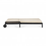Chaise longue de Jardin ajustable Jack - Teck vernis noir - tissu naturel