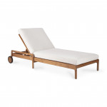 Chaise longue de Jardin ajustable Jack - Teck - tissu Off White