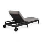 Chaise longue de Jardin ajustable Jack - Teck vernis noir- tissu Mocha