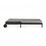 Chaise longue de Jardin ajustable Jack - Teck vernis noir- tissu Mocha