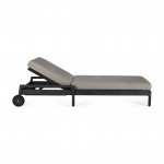 Chaise longue de Jardin ajustable Jack - Teck vernis noir- tissu Mocha