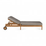 Chaise longue de Jardin ajustable Jack - Teck - tissu Mocha