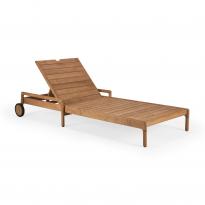 Chaise longue de Jardin ajustable en teck JACK d'Ethnicraft, 2 options de structure, 2 épaisseur de coussin, 3 versions