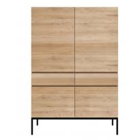 Armoire LIGNA d'Ethnicraft, Pied métal noir, 4 portes / 2 tiroirs, Chêne