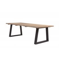 Table à manger rectangulaire TREE TRUNK, Pieds aluminium charcoal, Plateau teck naturel