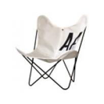 FAUTEUIL AA VENT D'OUEST, Structure acier thermolaqué noir, Blanc de AIRBORNE