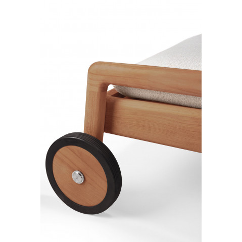 Chaise longue de Jardin ajustable Jack - Teck - coussin fin tissu naturel