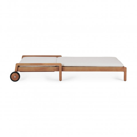 Chaise longue de Jardin ajustable Jack - Teck - coussin fin tissu Off White