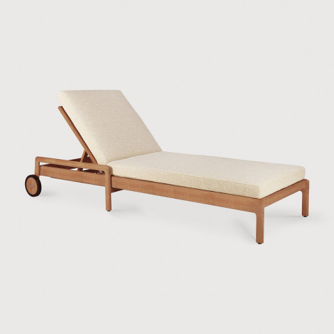 Chaise longue de Jardin ajustable Jack - Teck - tissu naturel
