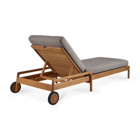 Chaise longue de Jardin ajustable Jack - Teck - tissu Mocha