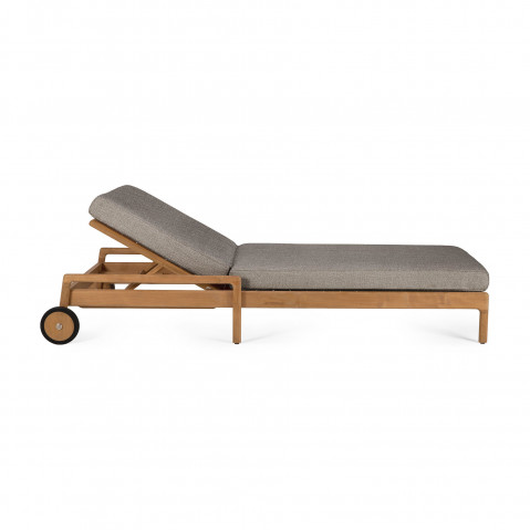 Chaise longue de Jardin ajustable Jack - Teck - tissu Mocha